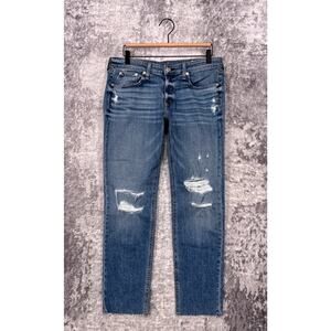 Rag & Bone Jeans 27 Womens Dre Low Rise Ankle Slim Boyfriend Distressed Denim